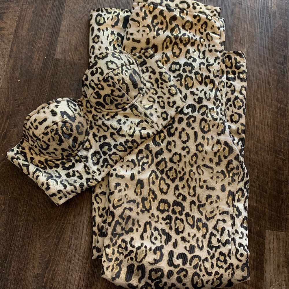 LPA Two Piece Cheetah Pant and Bustier Set